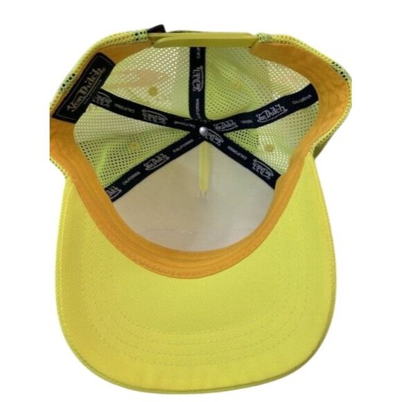 Von Dutch Neon Yellow Trucker Hat Adjustable Snapback Mesh Cap Unisex Polyester - Picture 4 of 4